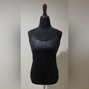 White House Black Market WHBM shiny Shimmer Black shelf Camisole tank cami L NEW